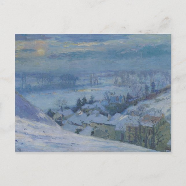 Herblay-byn under snö 1895 vykort (Framsida)