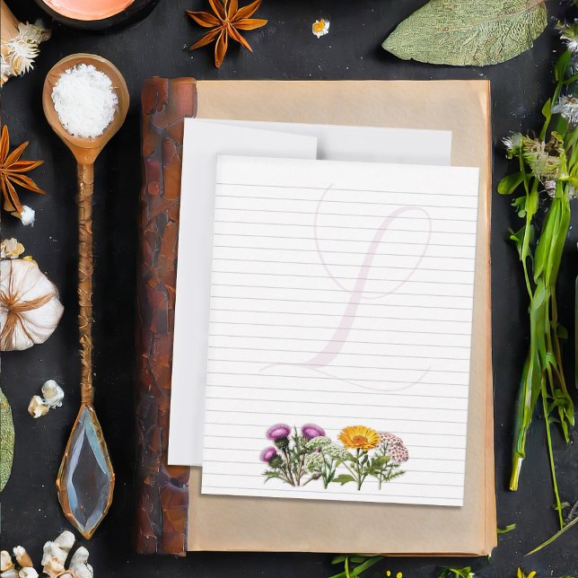 Herbs Personal Lined Writing Paper Single Initial  Anteckningskort (Skapare uppladdad)