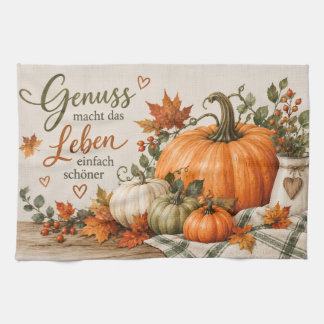 Herbst Geschirrtuch Genuss macht das Leben schöner Kökshandduk