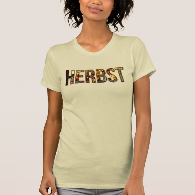 Herbst in Blätter Schrift T-Shirt (Framsida)