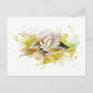 Herbst, Winter. Laub, Frost, Aquarell Vykort