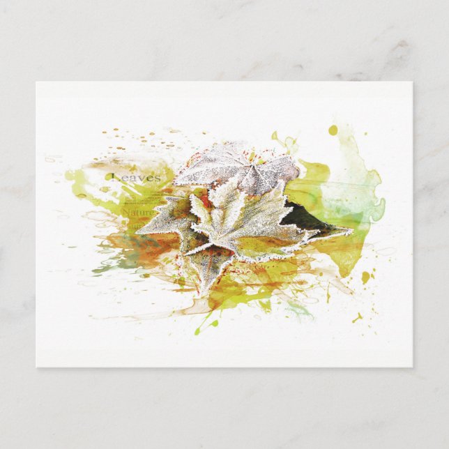 Herbst, Winter. Laub, Frost, Aquarell Vykort (Framsida)