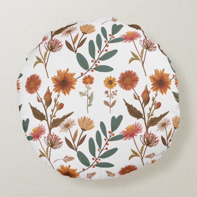 Herbstlicher Blütenflor Rund Kudde (Baksidan)
