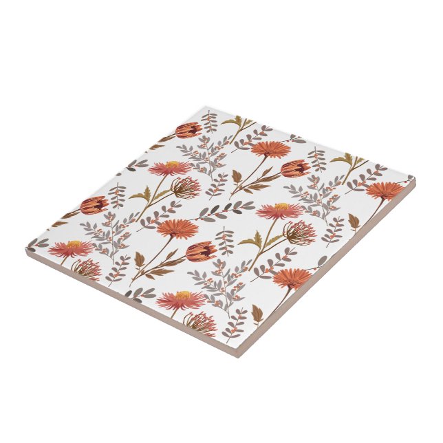 Herbstliches Blütenmosaik Kakelplatta (Sidan)
