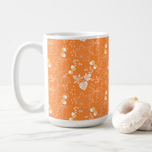 Herbstliches Kürbis- und Blattmuster Kaffemugg (Med munk)