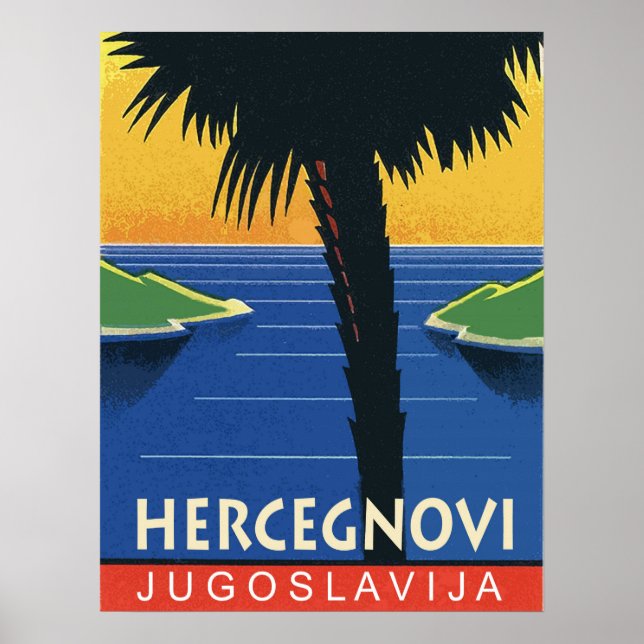 Herceg Novi, Montenegro, Jugoslavien vintage resa Poster (Framsidan)