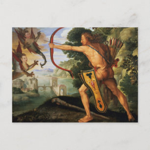 Hercules and the Stymphalian bird, 1600 Vykort