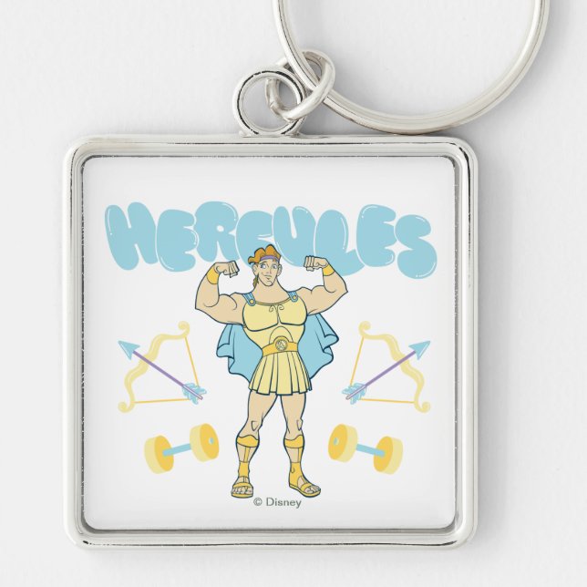 Hercules Arrows and Dumbbells Flex Keychain Fyrkantig Silverfärgad Nyckelring (Framsidan)