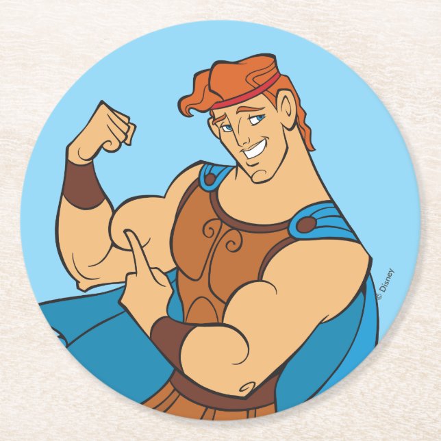 Hercules Bicep Flex Round Paper Coaster Underlägg Papper Rund (Framsidan)