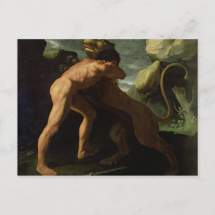 Hercules Fighing with Nemean Lejon Vykort