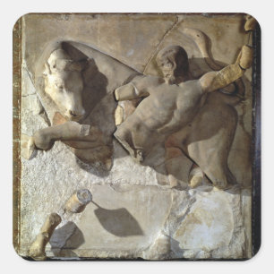 Hercules Fighting the Cretan Bull, en av en serie Fyrkantigt Klistermärke