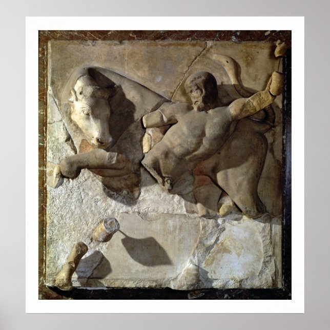 Hercules Fighting the Cretan Bull, en av en serie Poster (Framsidan)