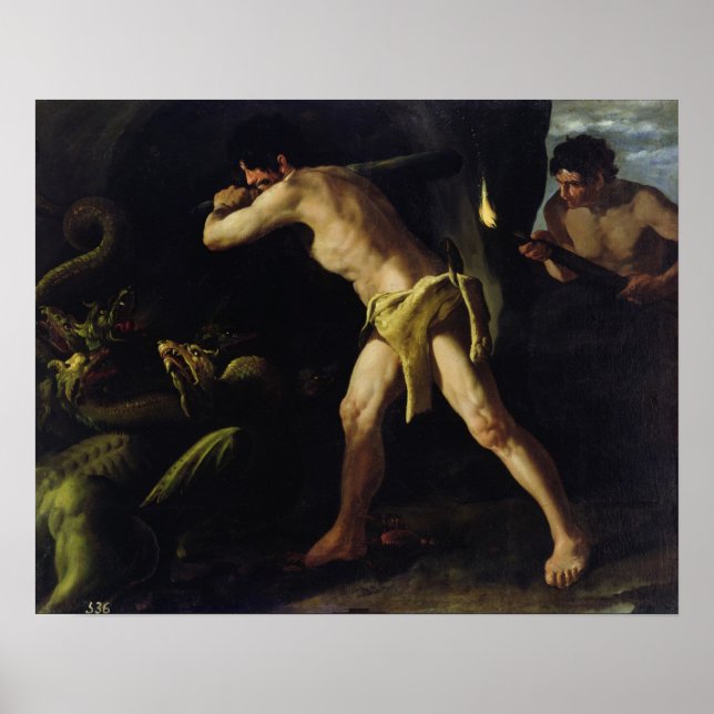 Hercules Fighting with Lernaean Hydra Poster (Framsidan)