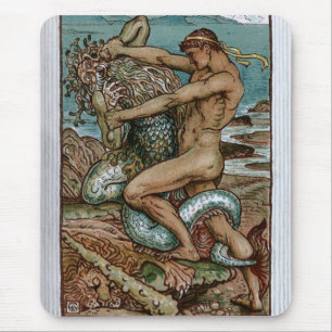 Hercules & gamal man av havet musmatta