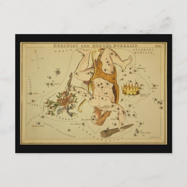Hercules (Heracles) och Corona Borealis Vykort (Framsida)