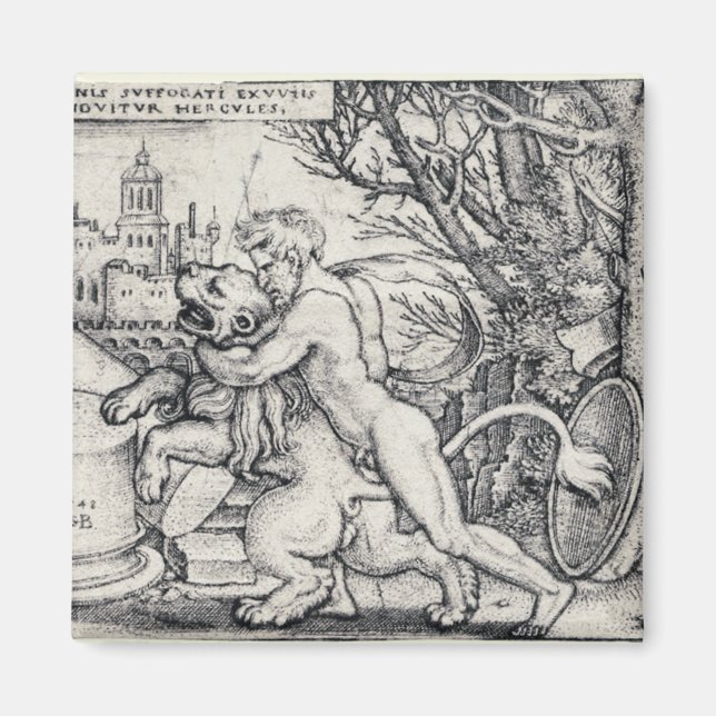 Hercules Killing the Nemean Lejon Magnet (Framsidan)