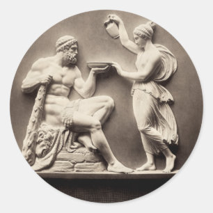 Hercules och Hebe Runt Klistermärke