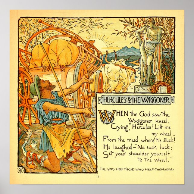 Hercules och Wagoneer Walter Crane Poster (Framsidan)