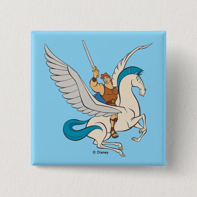 Hercules Riding Pegasus Button Knapp (Framsida)