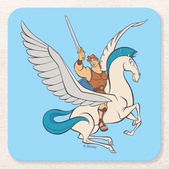 Hercules Riding Pegasus Square Paper Coaster Underlägg Papper Kvadrat (Framsidan)