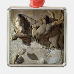 Hercules som slåss Cretantjuren, en av en serie Julgransprydnad Metall