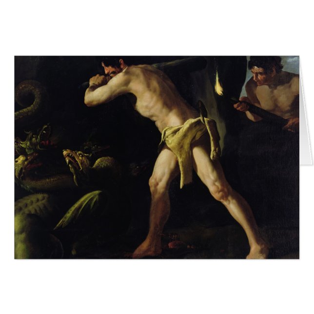 Hercules stridighet med den Lernaean hydraen Hälsningskort (Framsidan Horizontal)