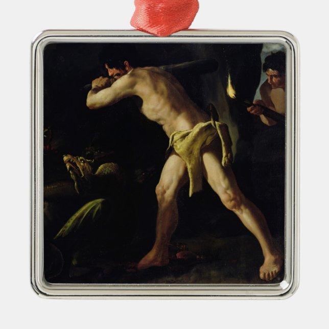Hercules stridighet med den Lernaean hydraen Julgransprydnad Metall (Framsidan)