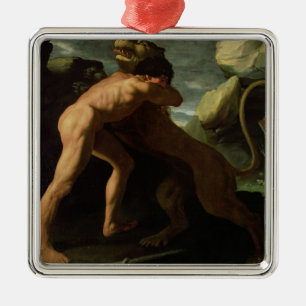 Hercules stridighet med det Nemean lejont Julgransprydnad Metall