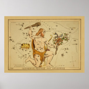 Hercules - Vintage Astronomical Star Chart Image Poster