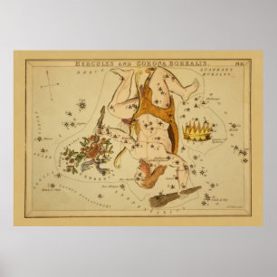 Hercules - Vintage Astronomical Star Chart Image Poster
