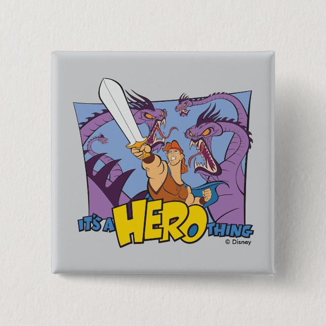 Hercules vs Hydra - It's a HERO Thing Button Knapp (Framsida)