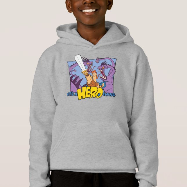 Hercules vs Hydra - It's a HERO Thing Hoodie T Shirt (Framsida)