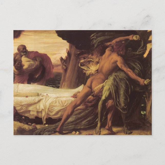 Hercules Wrestling the Lejon Vykort (Framsida)