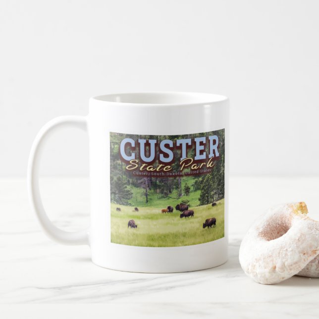 HERD AV BISON - CUSTER STATE PARK - SYDDAKOTA KAFFEMUGG (Med munk)