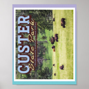 HERD AV BISON - CUSTER STATE PARK - SYDDAKOTA POSTER