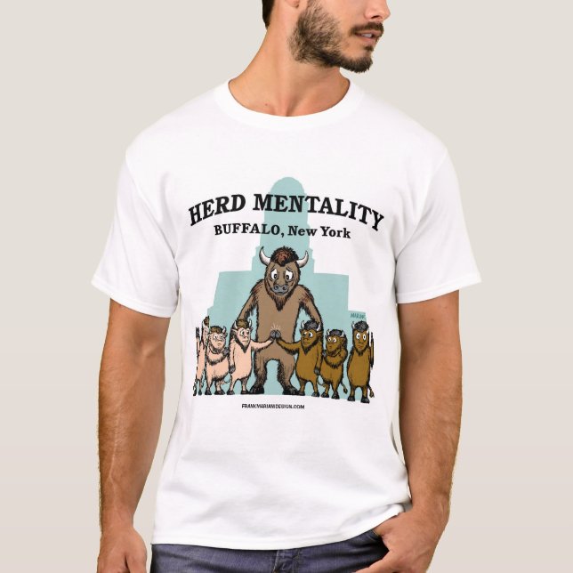 Herd Mentality, Buffalo, NY - Baksidan "fråga mig" T Shirt (Framsida)