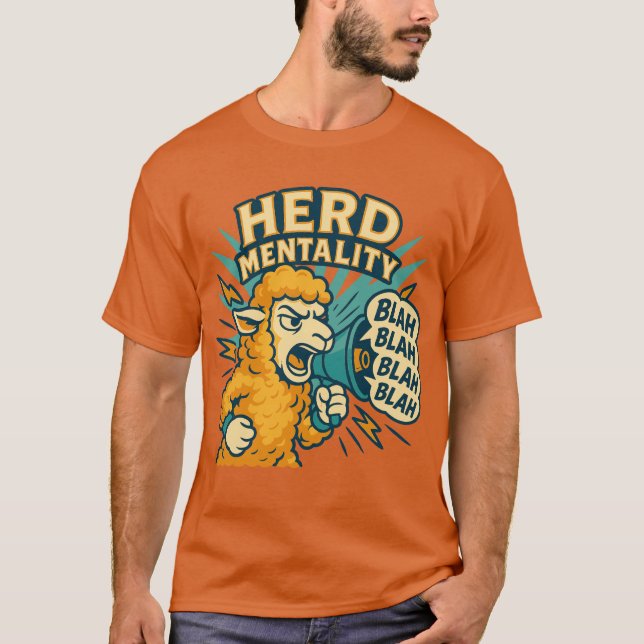 Herd Mentality Får Protest T-Shirt (Framsida)
