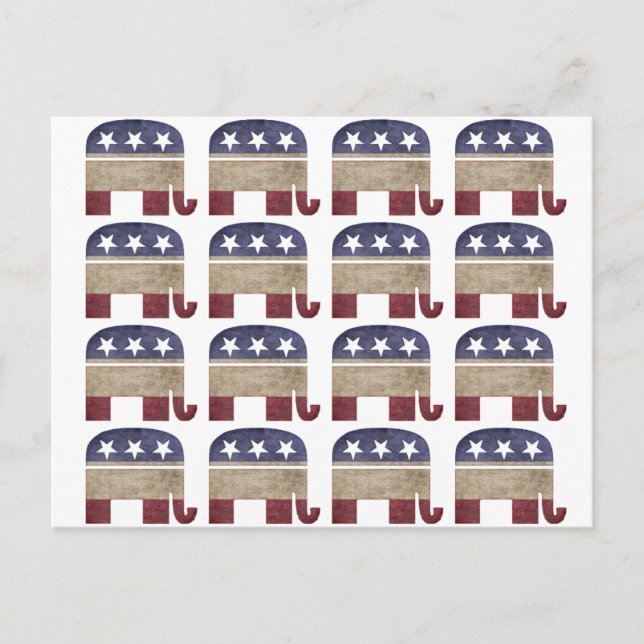 Herd of Elephants GOP Republican Policy Vykort (Framsida)