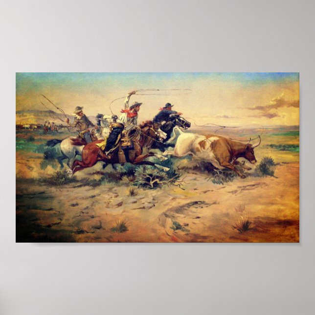 Herd Quitter (av C. M. Russell, c. 1897) Poster (Framsidan)