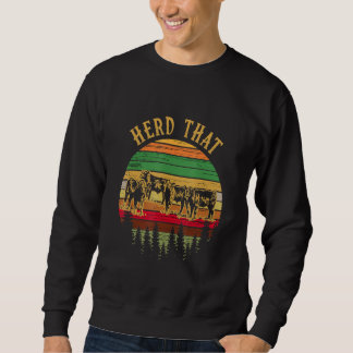 Herd som Cow Retro Stil Lång Ärmad Tröja