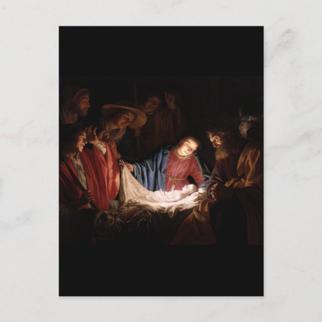 Herdarnas tillbedjan av Honthorst Vykort (Framsida)