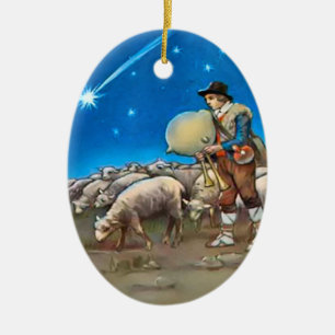Herde och får julgransprydnad keramik