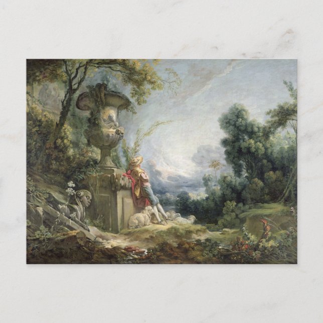 Herde- plats eller barnherde i en landskap vykort (Framsida)