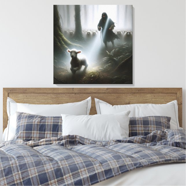 Herde som räddar ett förlorat lamm canvastryck (Insitu (sovrum))