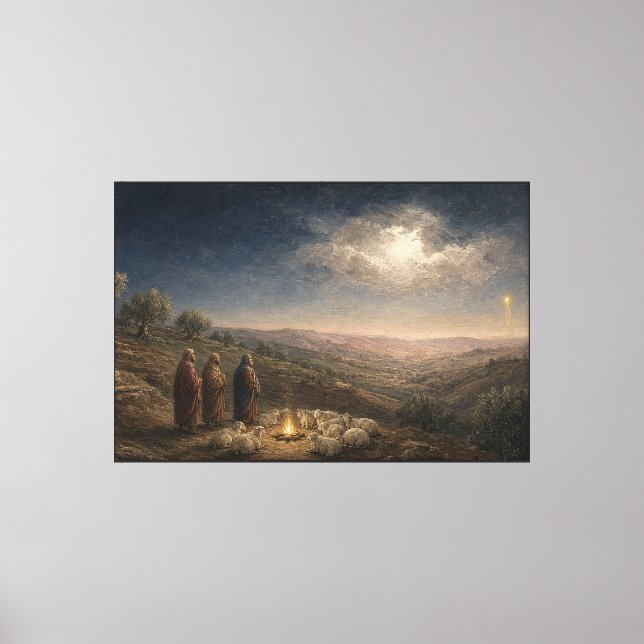 Herdegummens vakande jul Framställning på canvas (Framsida)