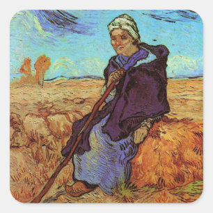 Herden (efter Millet) av Vincent van Gogh Fyrkantigt Klistermärke