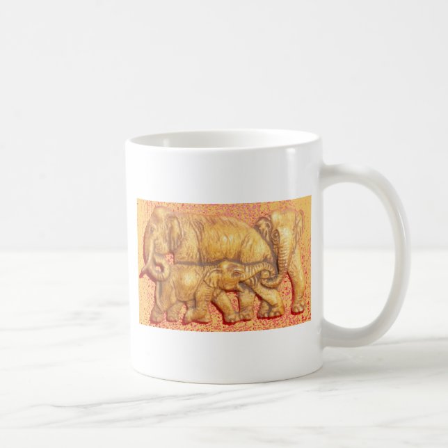 Herdens hjärta: Elephant Family Porträtt Kaffemugg (Höger)