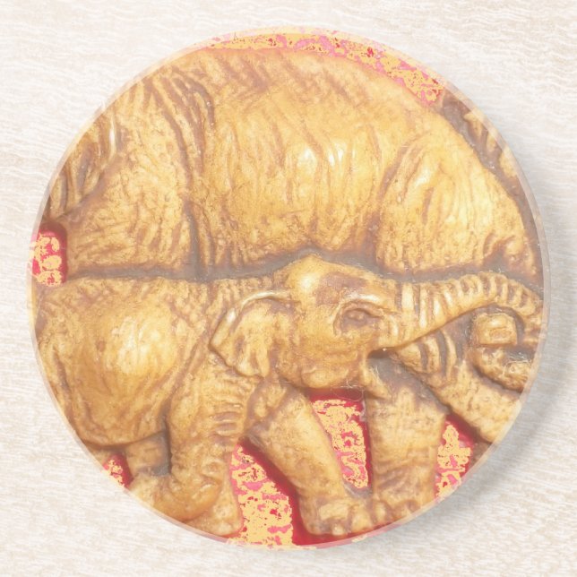 Herdens hjärta: Elephant Family Porträtt Underlägg Sandsten (Framsidan)