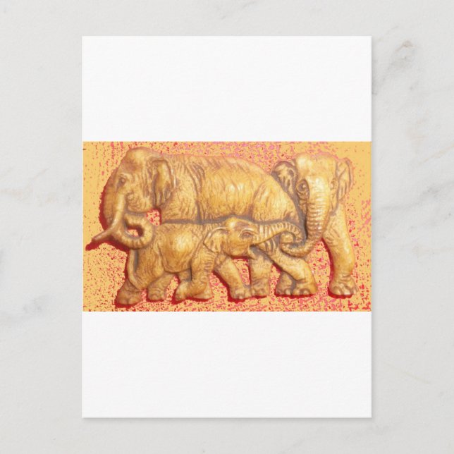 Herdens hjärta: Elephant Family Porträtt Vykort (Framsida)