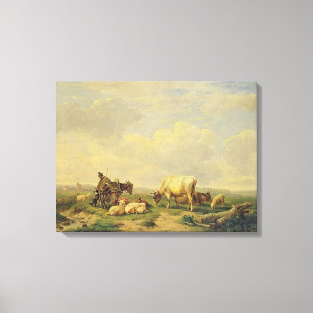 Herdsman and Herd, 1880 Canvastryck (Framsida)